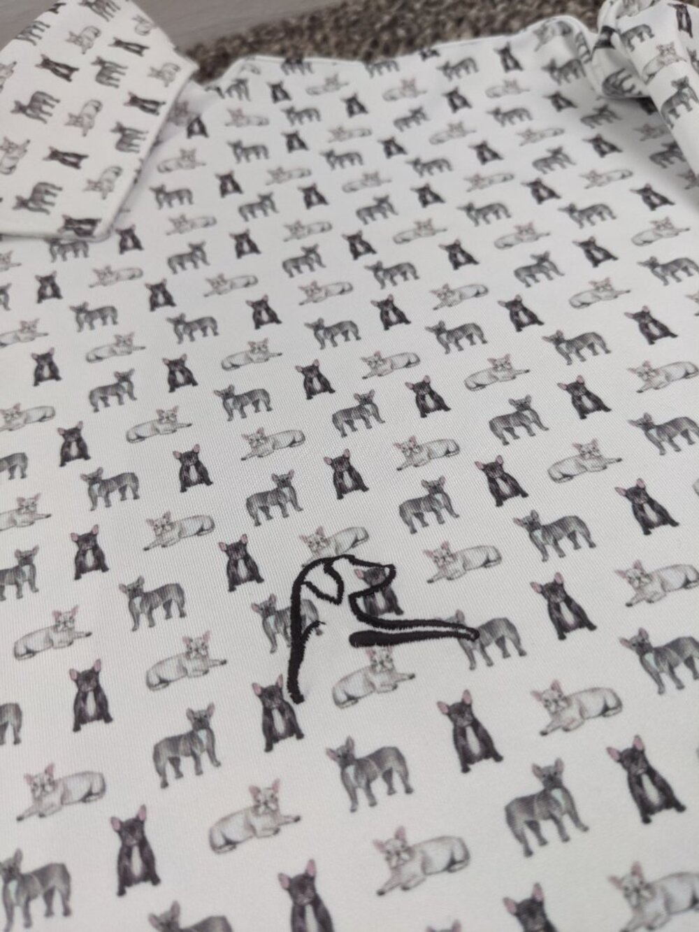 Rhoback Polo Shirt All Over Frenchie French Bulldogs Performance Mens XL - Picture 3 of 10